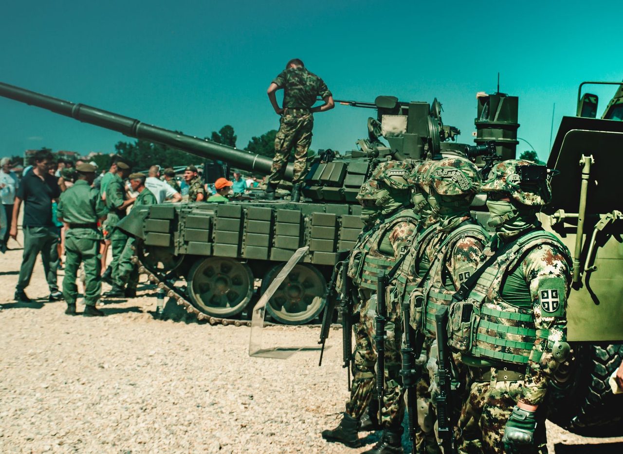 Soldiers by military equipment - the kind of force the IRGC commands in Iran.
